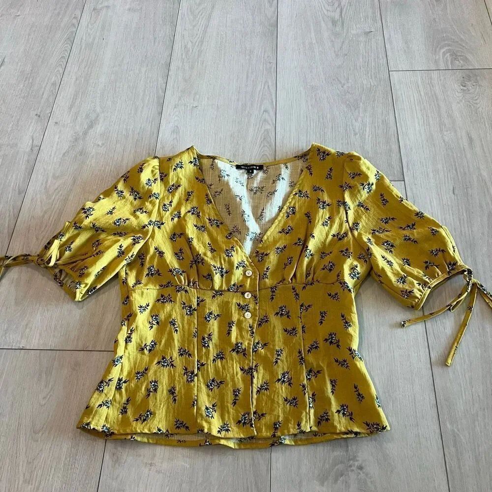WILLIAM B Floral Tie Sleeve Blouse size s